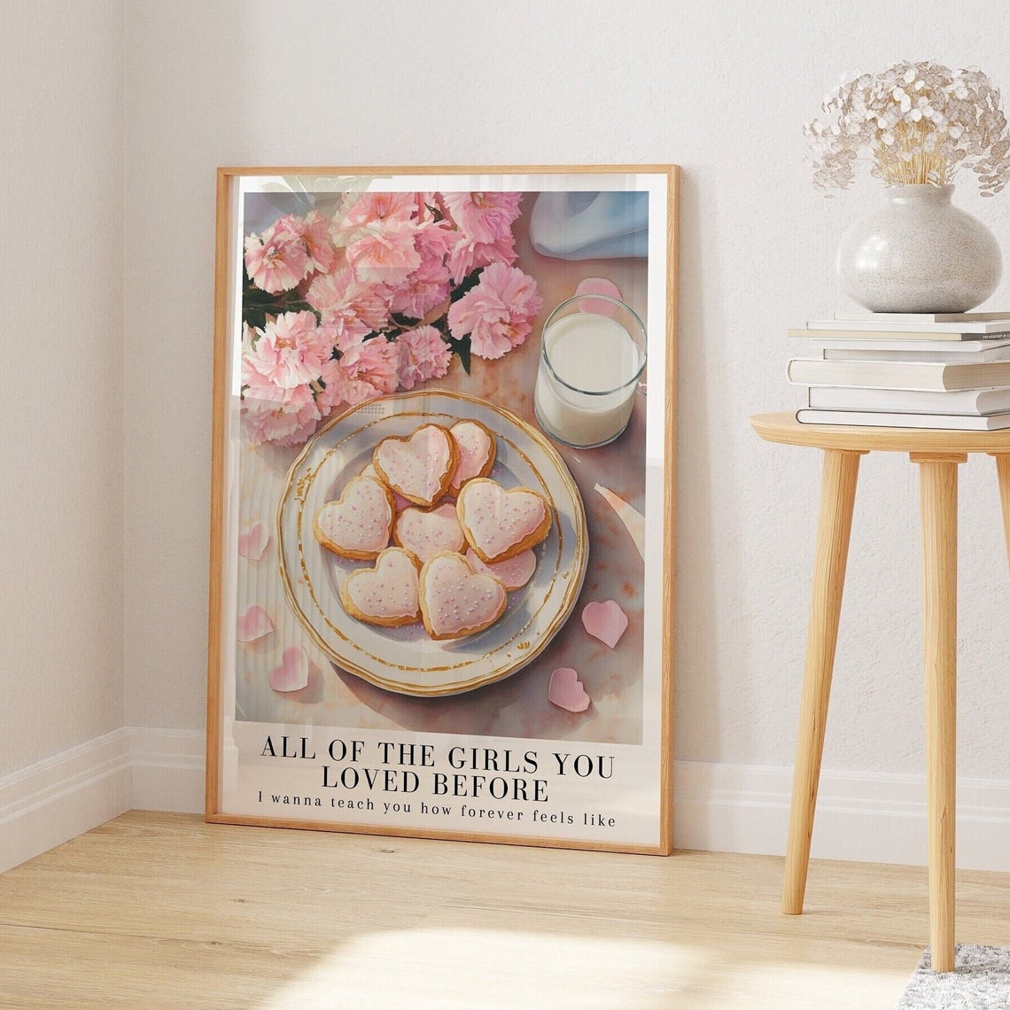 All Of The Girls You Loved Before Lover Poster Lover Album Pink Heart Cookies Art Watercolor Print Subtle Merch How Forever Feels Like
