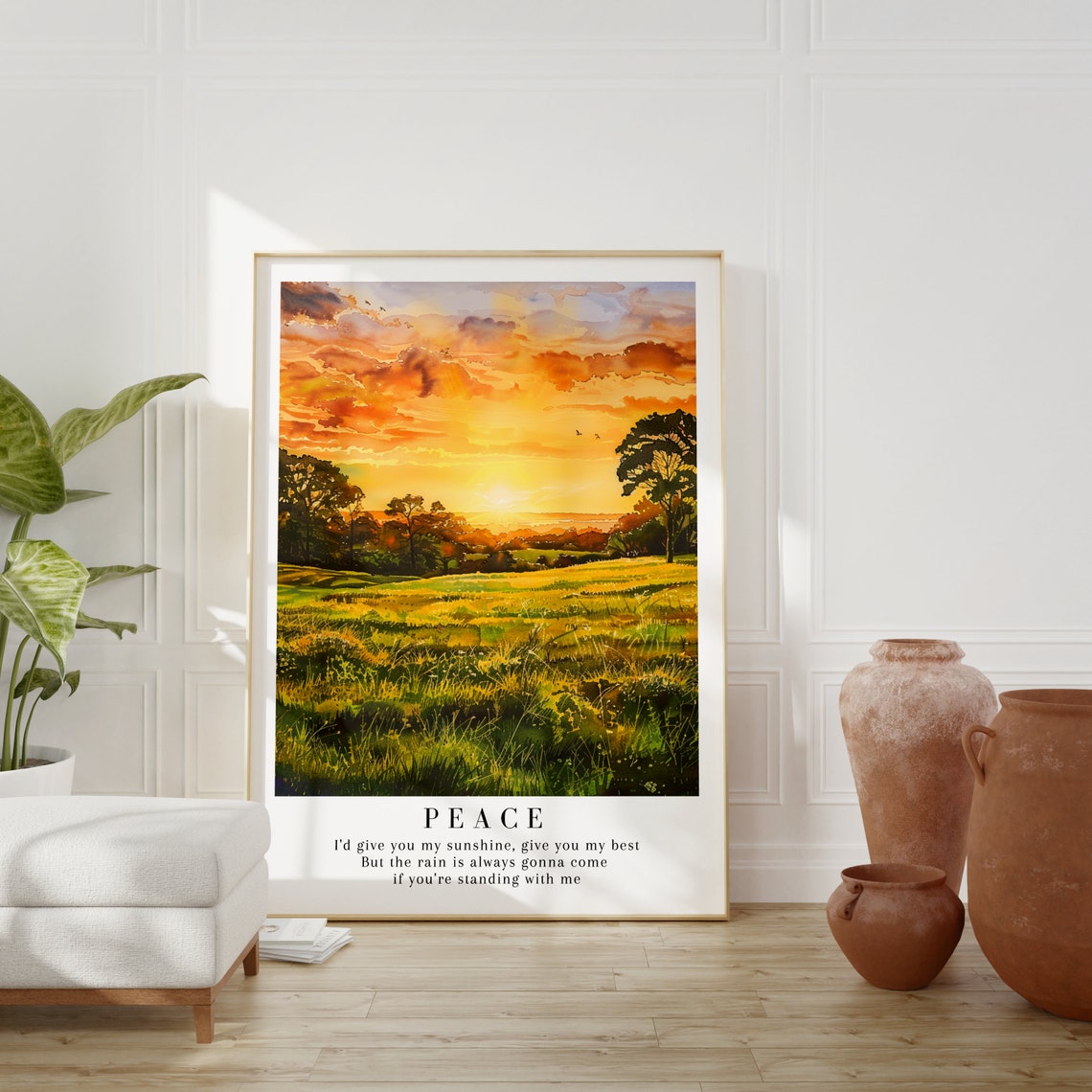 Peace Taylor Swift Sunset Meadow Watercolor Lyric Art Poster - Image 2