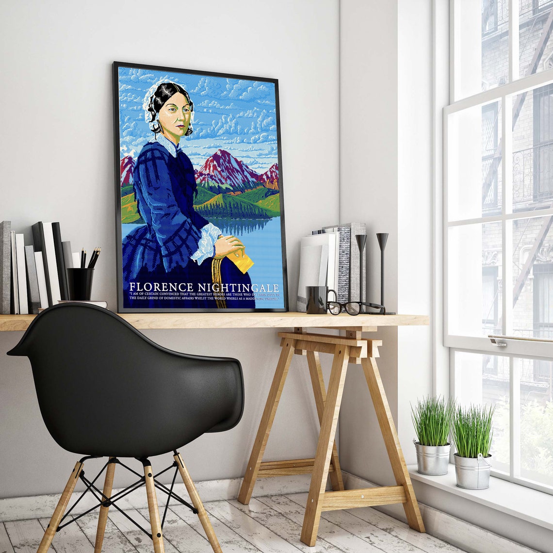 Florence Nightingale Colorful Pop Art Portrait with Quote Poster