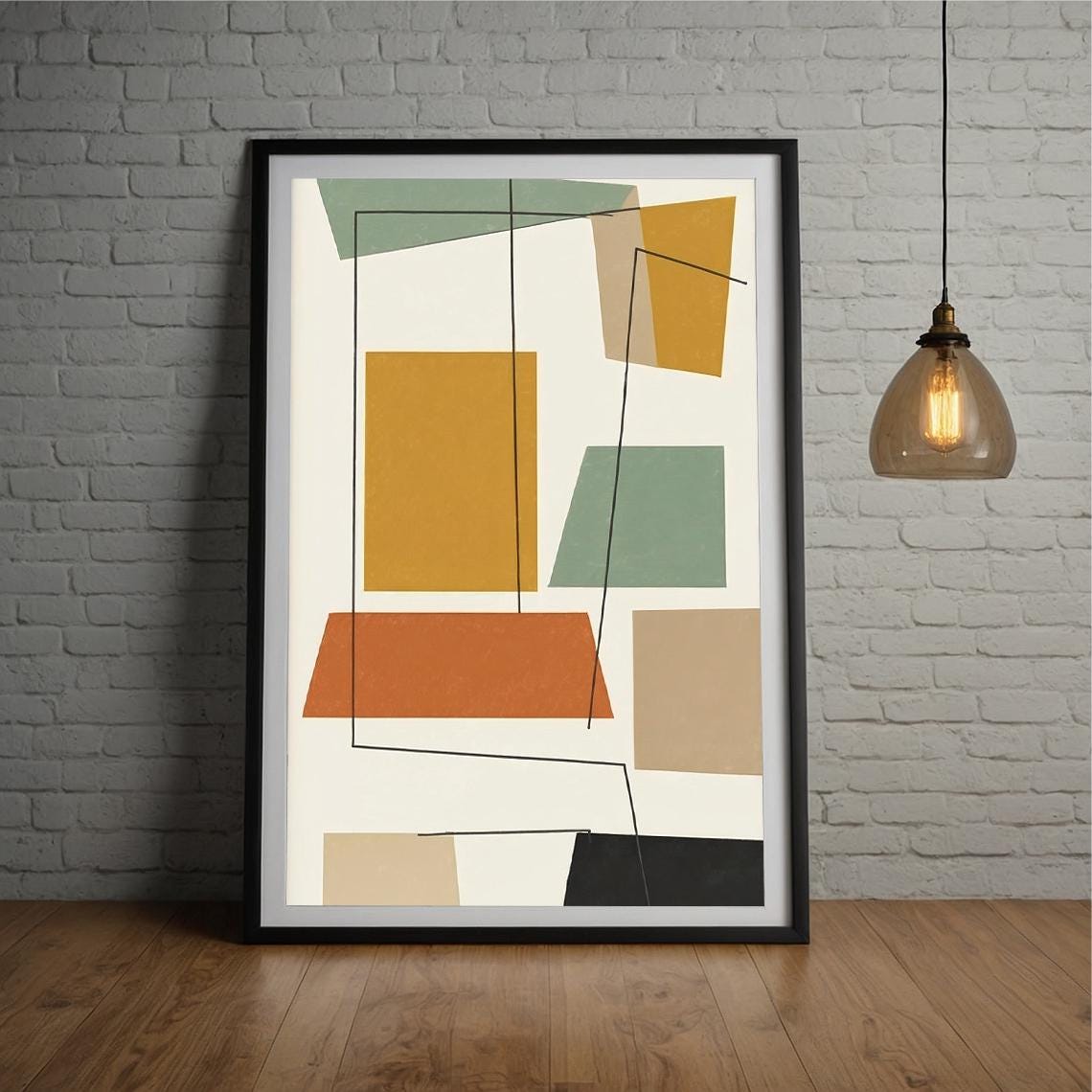 Mid Century Modern Geometric Shapes Abstract Earth Tone Poster