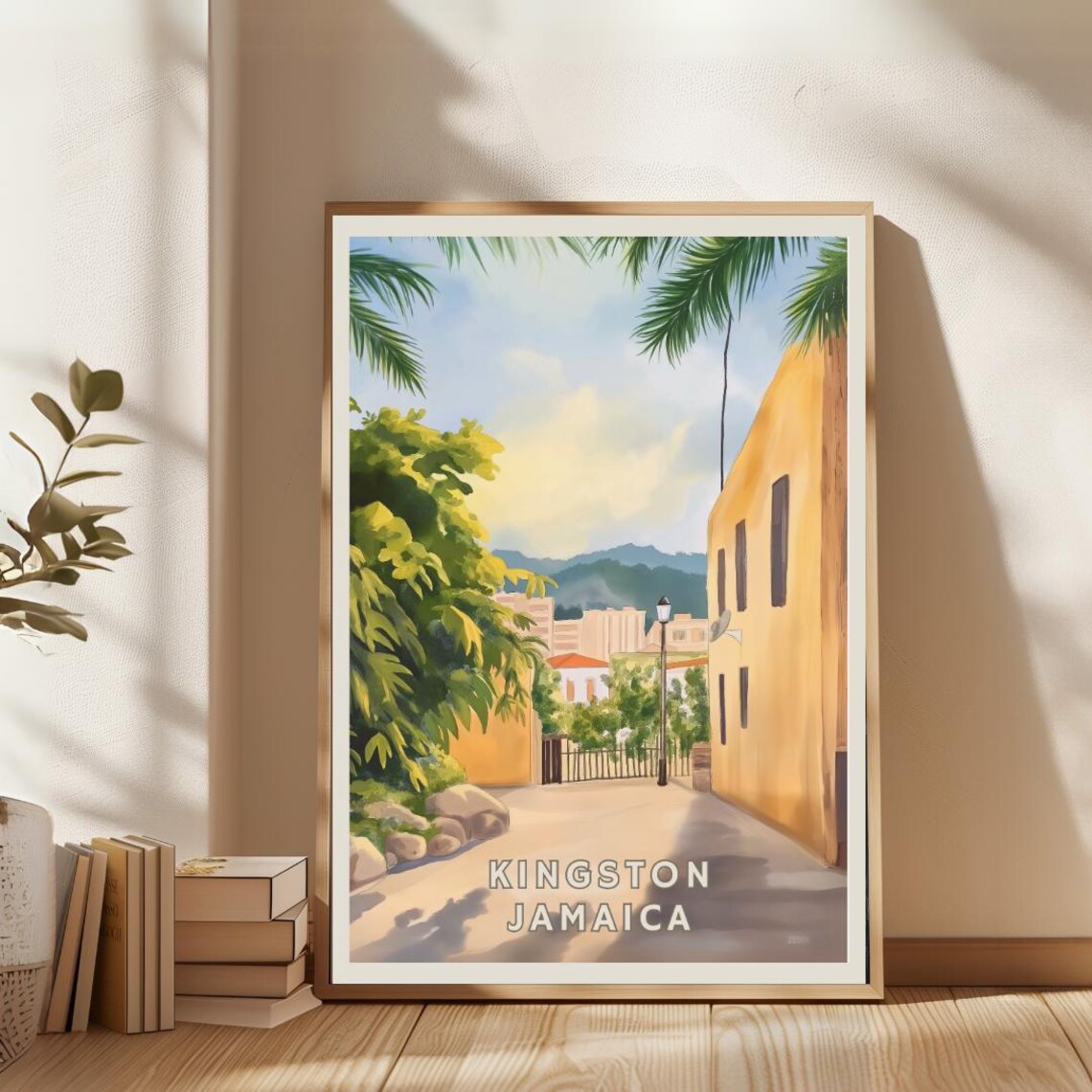 Kingston Jamaica Travel Poster, Caribbean Skyline - Image 2