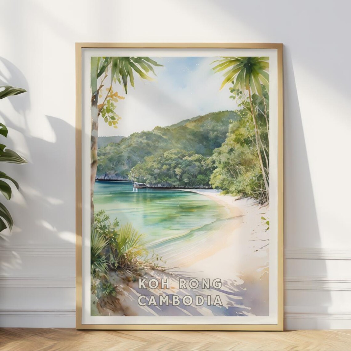 Koh Rong Cambodia Travel Poster, Tropical Beach