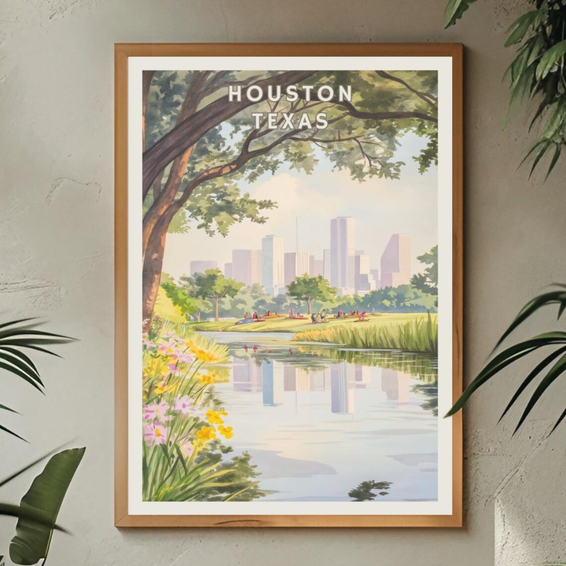 Houston Texas Poster, City Skyline Reflection - Image 2