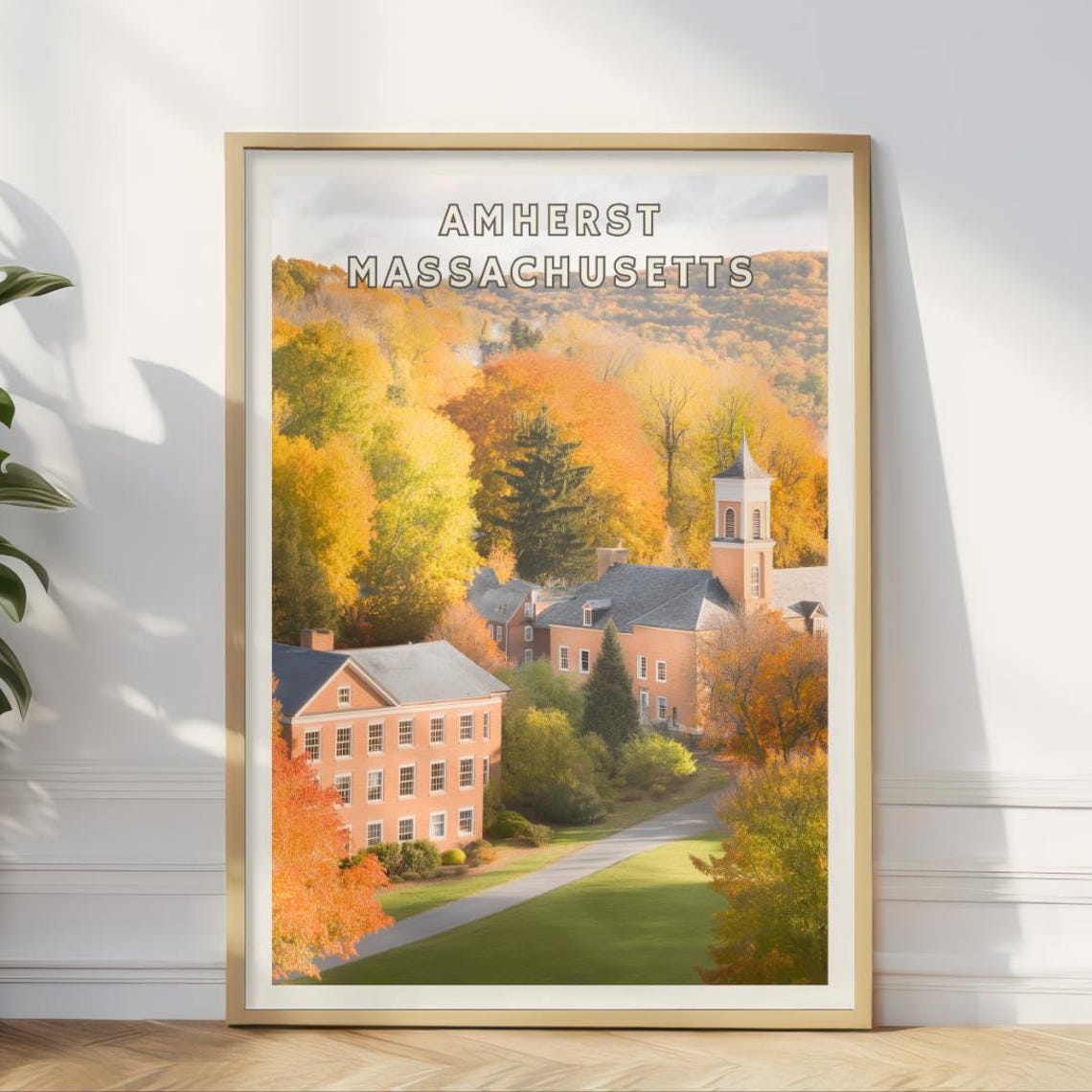 Amherst Massachusetts Fall Foliage New England Autumn Campus Poster