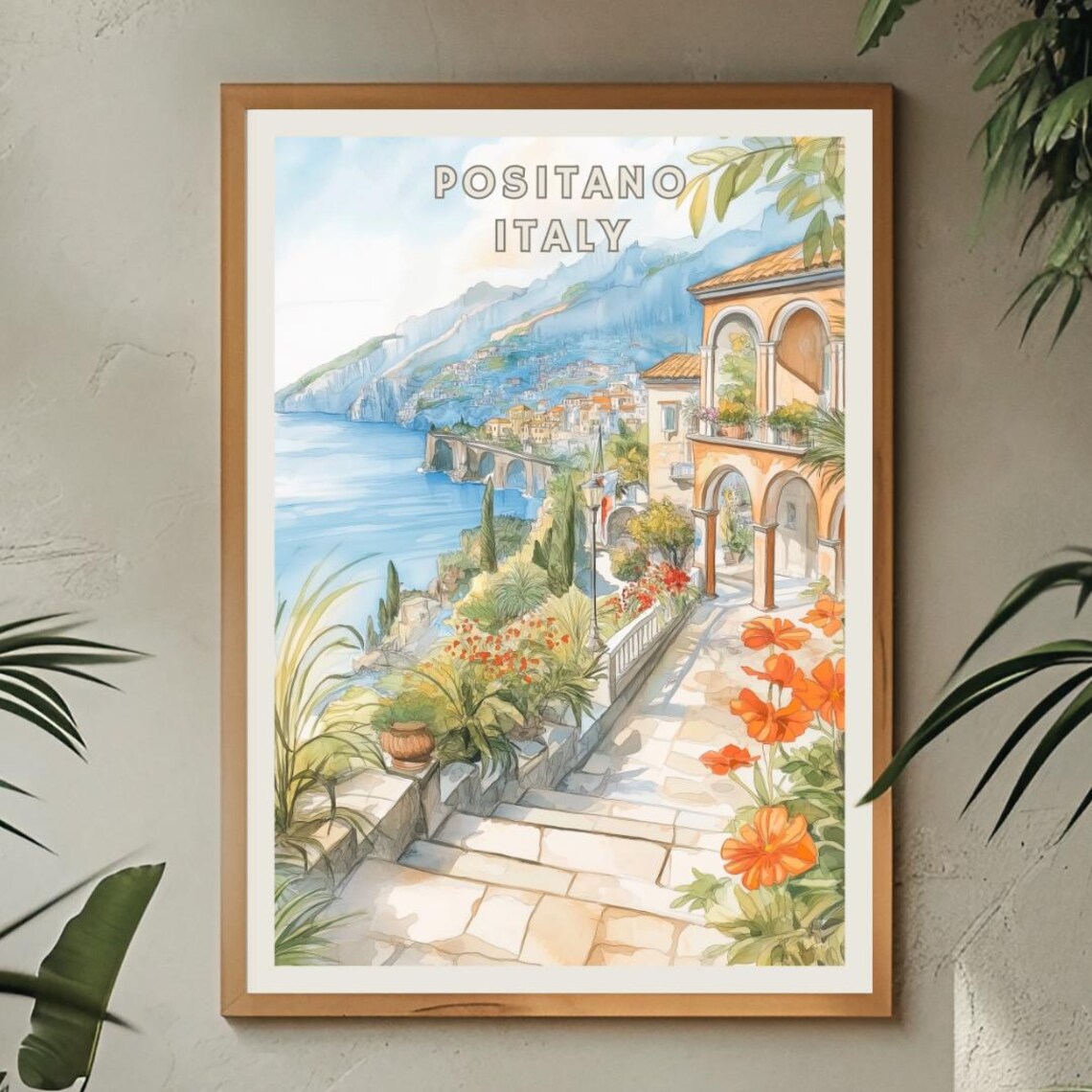 Positano Italy Travel Poster, Amalfi Coast Landscape - Image 2
