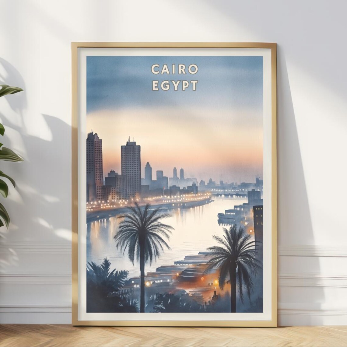 Cairo Egypt Poster, Nile River Skyline Sunset