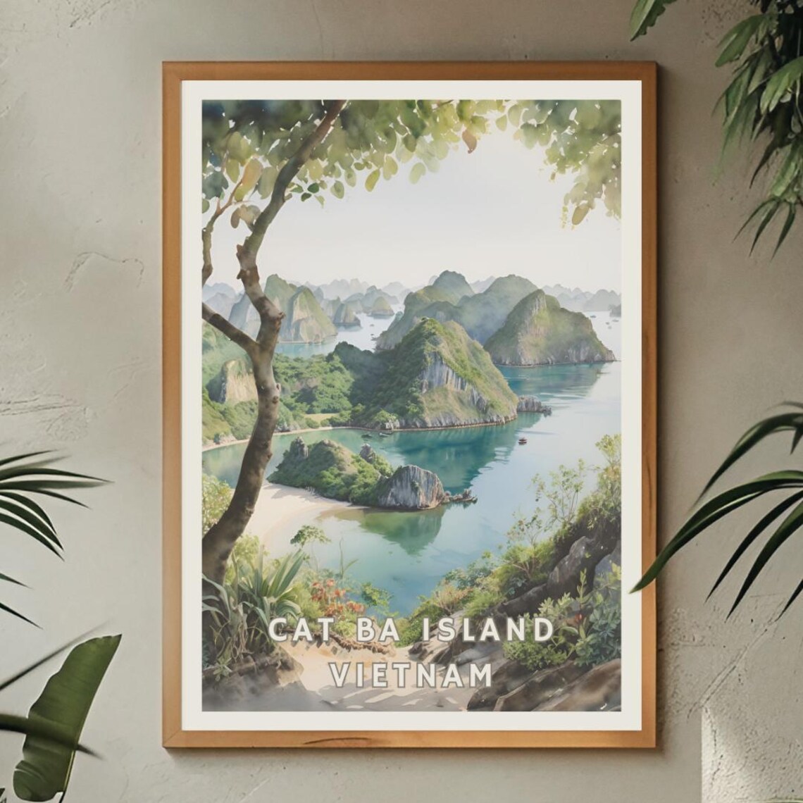 Cat Ba Island Vietnam Limestone Karst Emerald Bay Island Travel Poster - Image 2