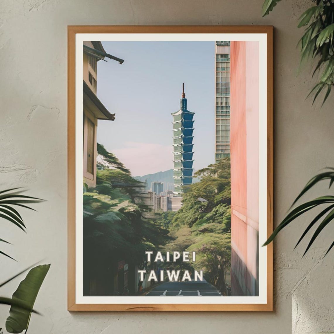 Taipei Taiwan Poster East Asia Taiwan Travel Print Taiwanese Decor Taiwan City Skyline Wall Art Asian Urban Decor Taipei 101 Print - Image 2