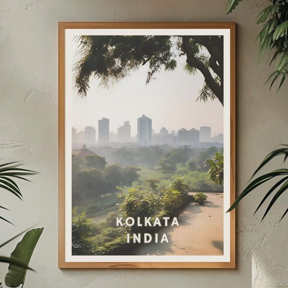 Kolkata India Poster City Skyline Print Kolkata Nature Art Urban Landscape Wall Art India Travel Decor Indian Decor Asia Travel Print