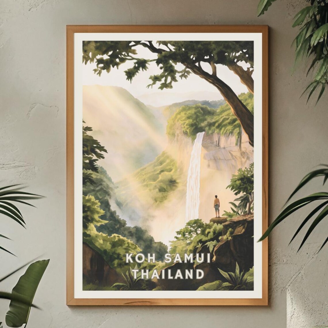 Koh Samui Thailand Travel Poster, Jungle Waterfall - Image 2