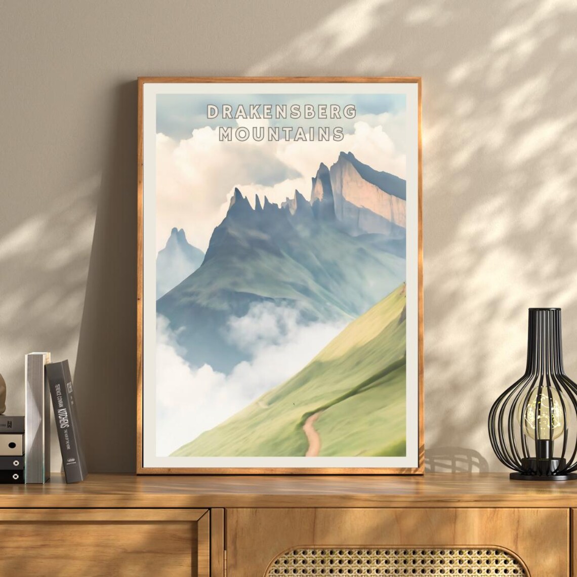 South Africa Drakensberg Travel Poster, Mountain Valley - Image 3