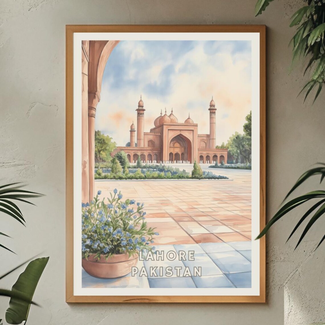 Lahore Pakistan Poster, Grand Mosque Travel Poster - Image 2