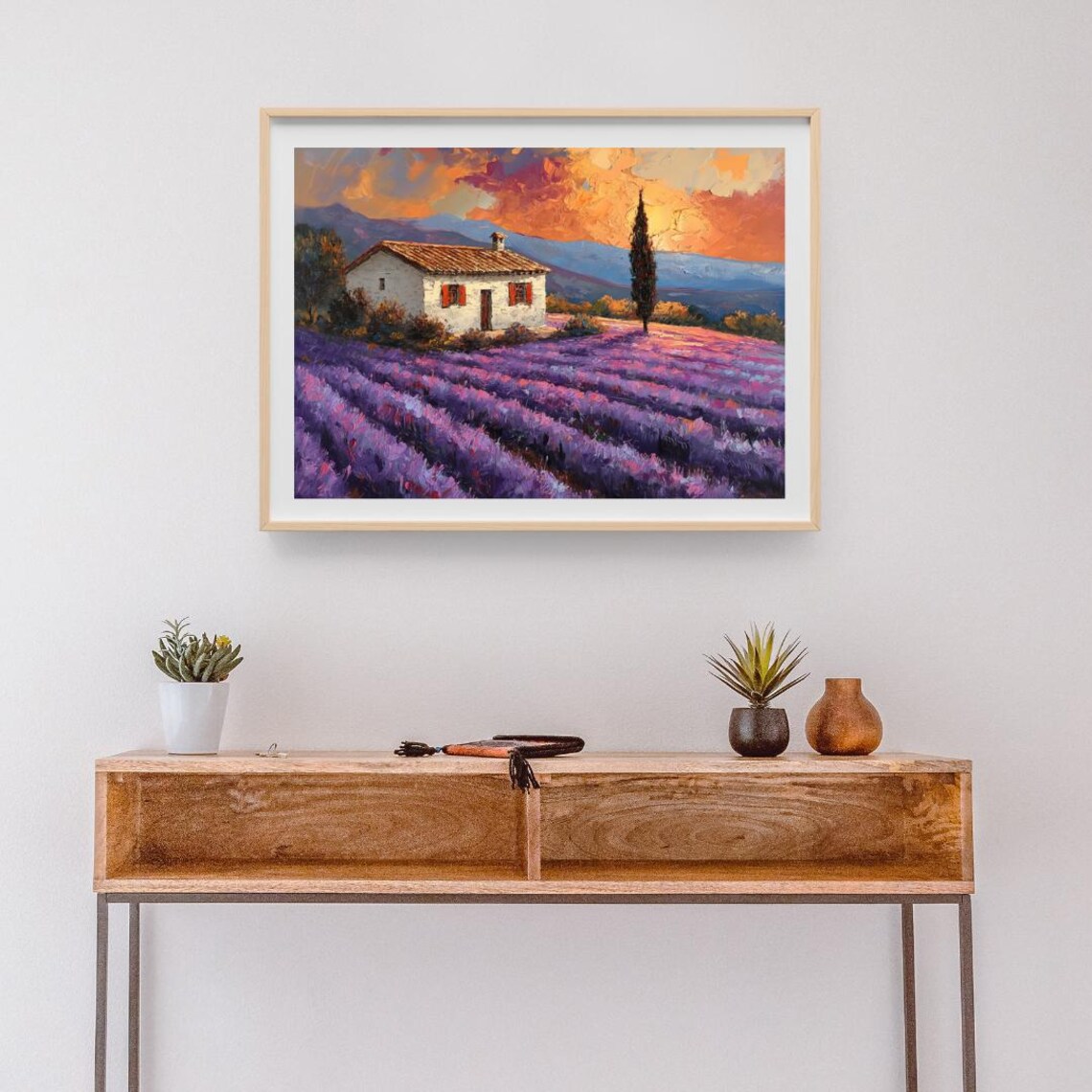 Provence Farmhouse Lavender Field Terracotta Roof Sunset Travel Poster - Image 3