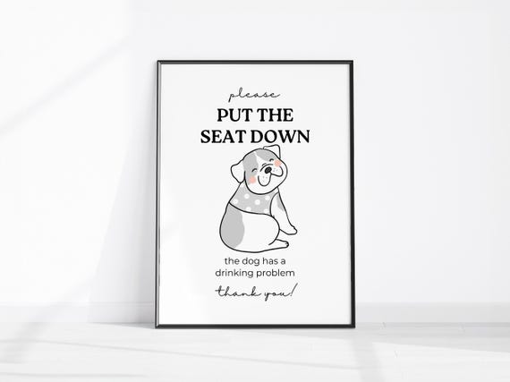 Close The Lid Toilet Dog Bathroom Wall Decor Funny Art Print Lovers Gift Guest Sign Fun Restroom Wc Loo