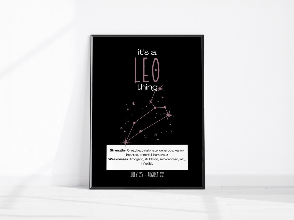 Leo Zodiac Star Sign Constellation July August Birthday Poster