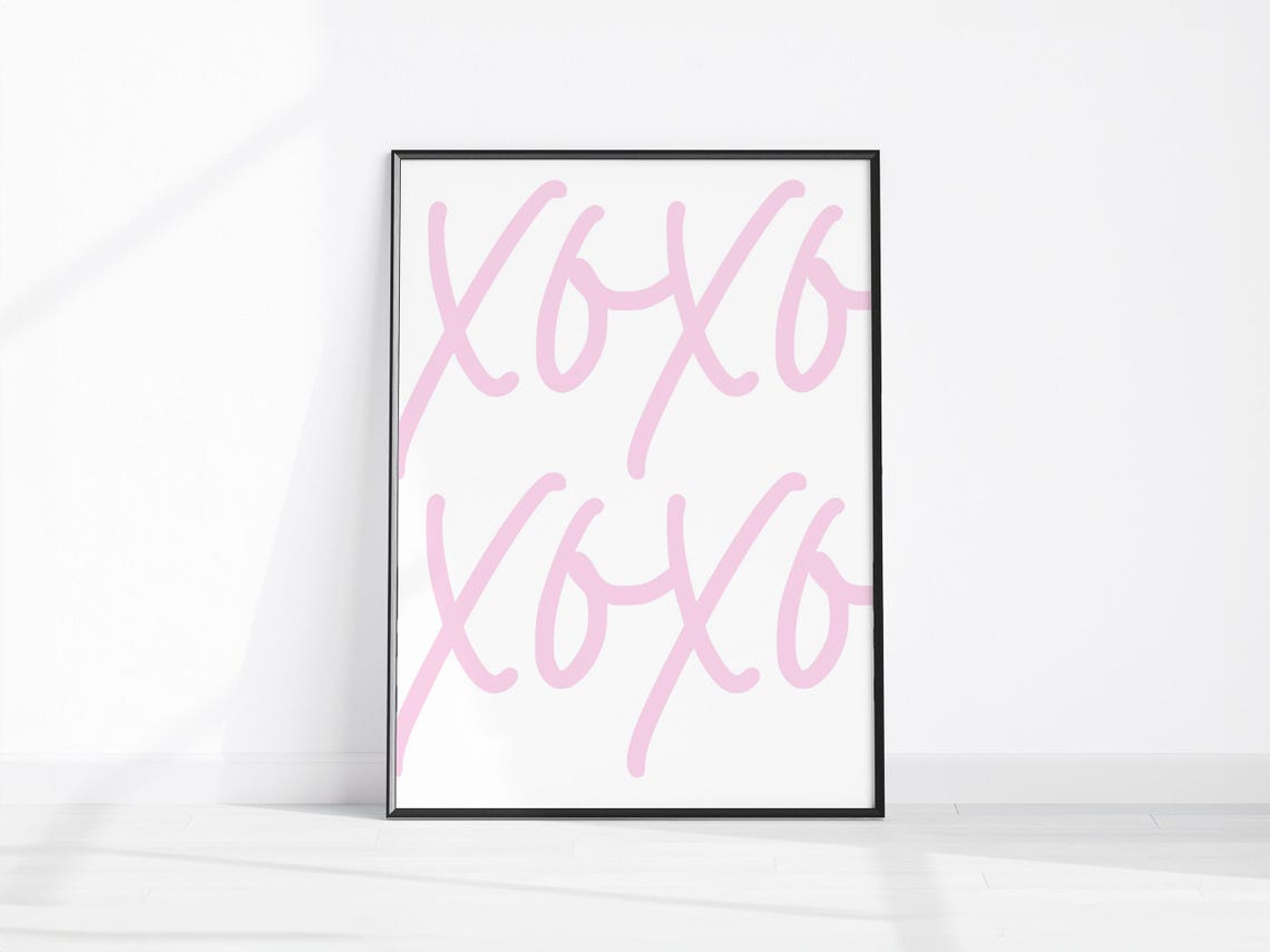 XOXO Pink Handwritten Script Bedroom Trendy Dorm Wall Poster