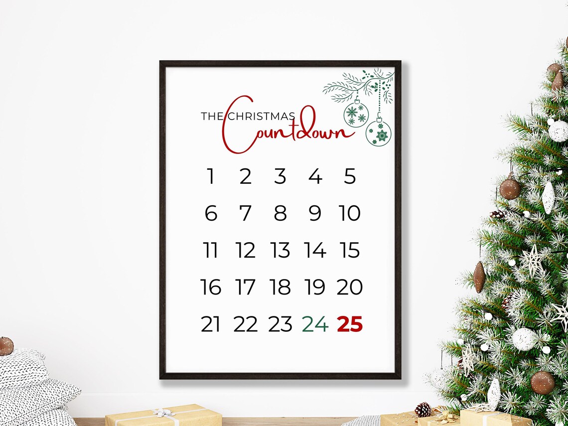 The Christmas Countdown Advent Calendar Numbers 1 to 25 Poster