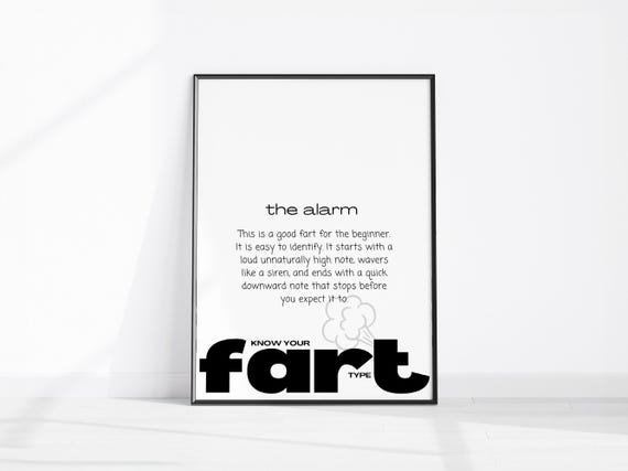 The Alarm Fart Definition Funny Bathroom Decor Farting Description Wall Art Restroom Print Know Your Type