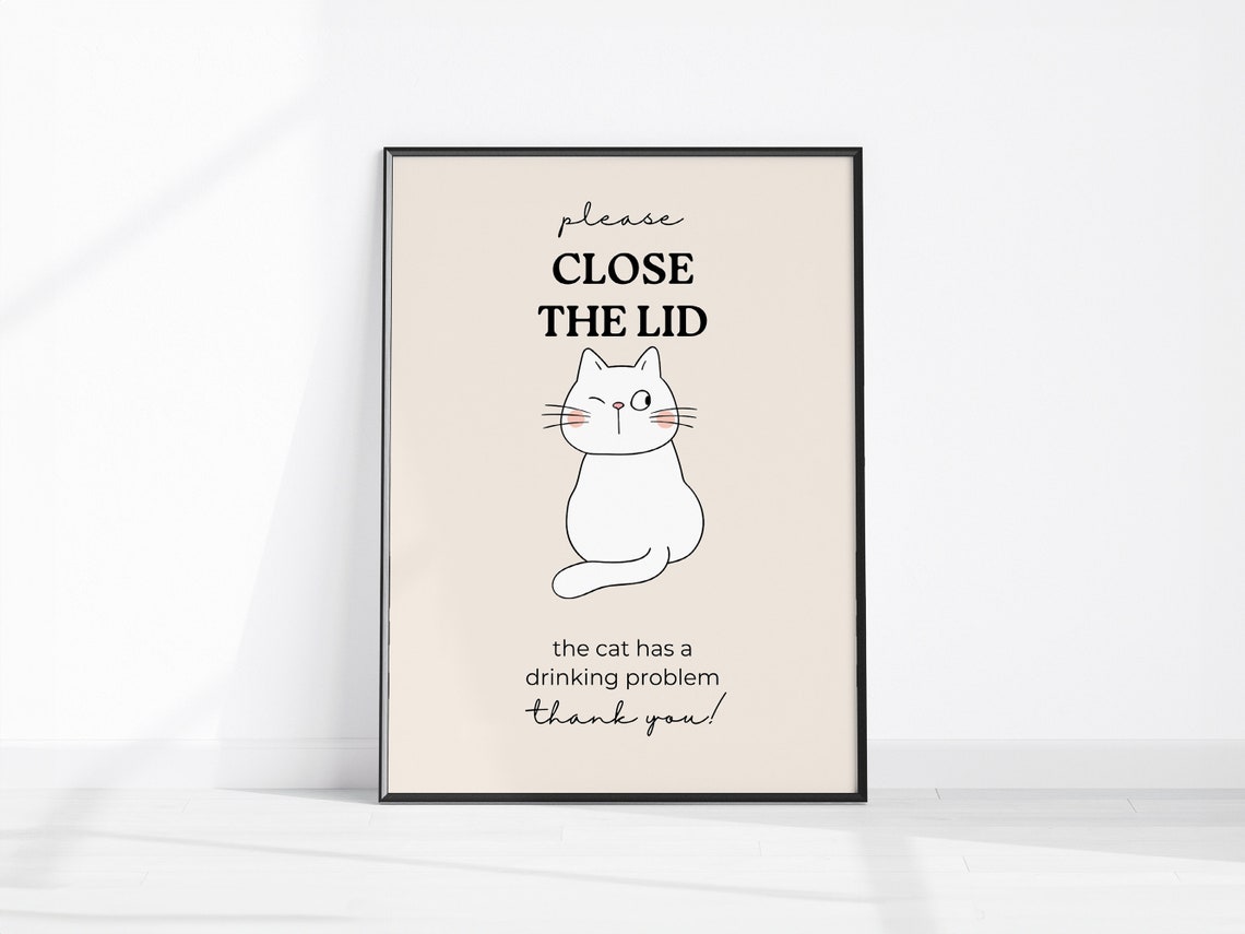 Funny Cat Bathroom Wall Decor Art Print