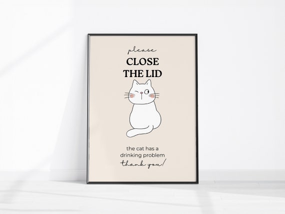 Funny Cat Bathroom Wall Decor Art Print