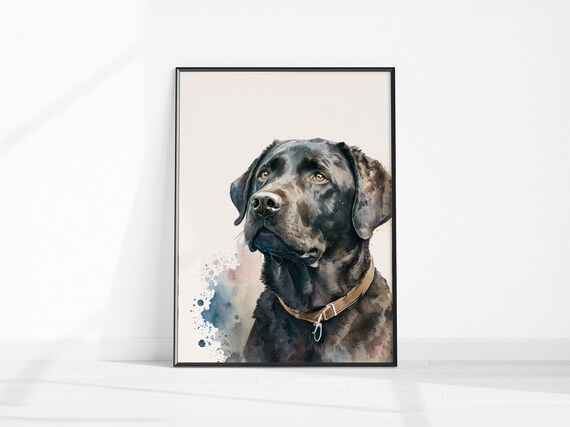 Labrador Wall Art Black Lab Dog Lover Gift Abstract Print Pet Home Decor Watercolour Portrait