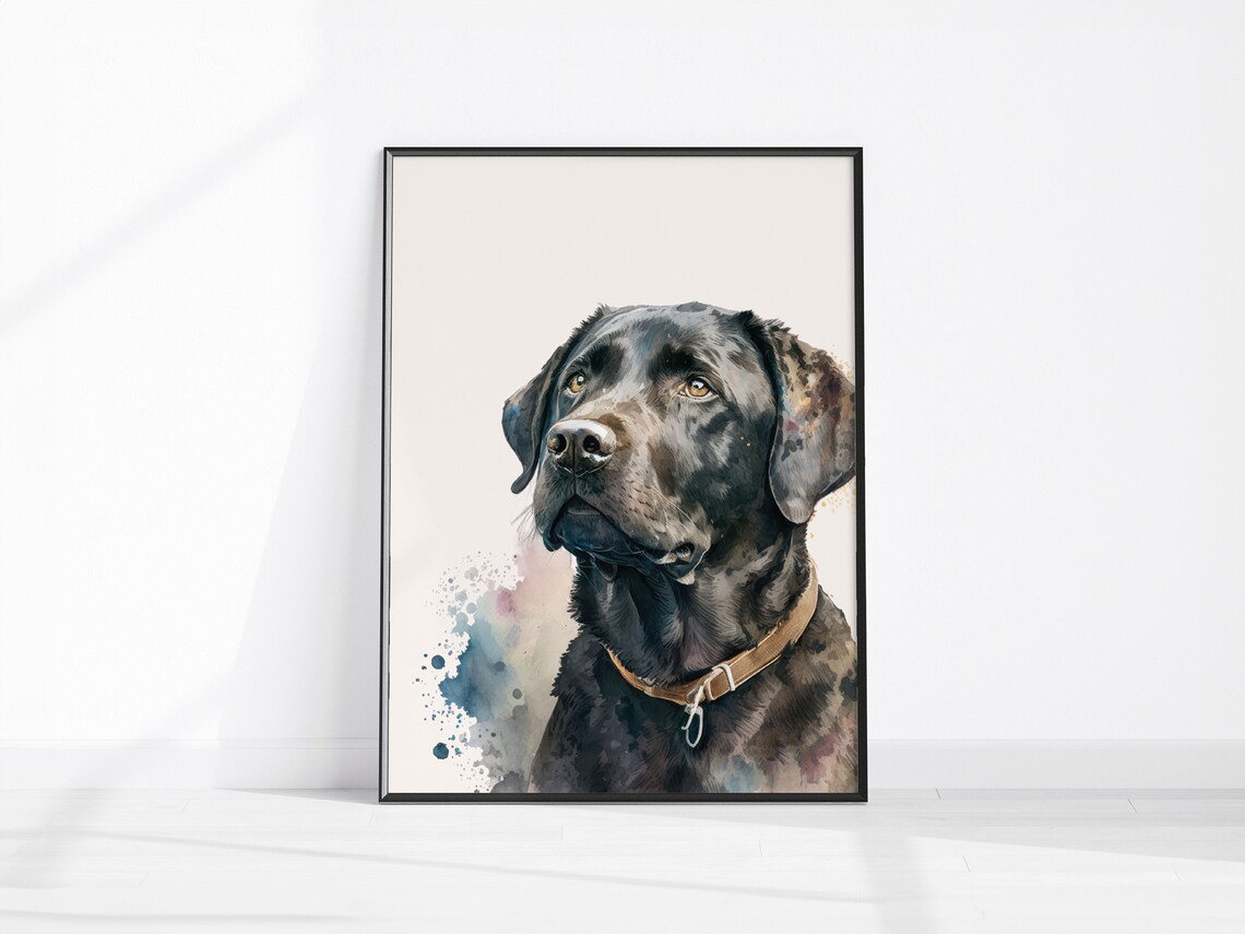 Black Labrador Retriever Watercolor Dog Portrait Pet Lover Poster