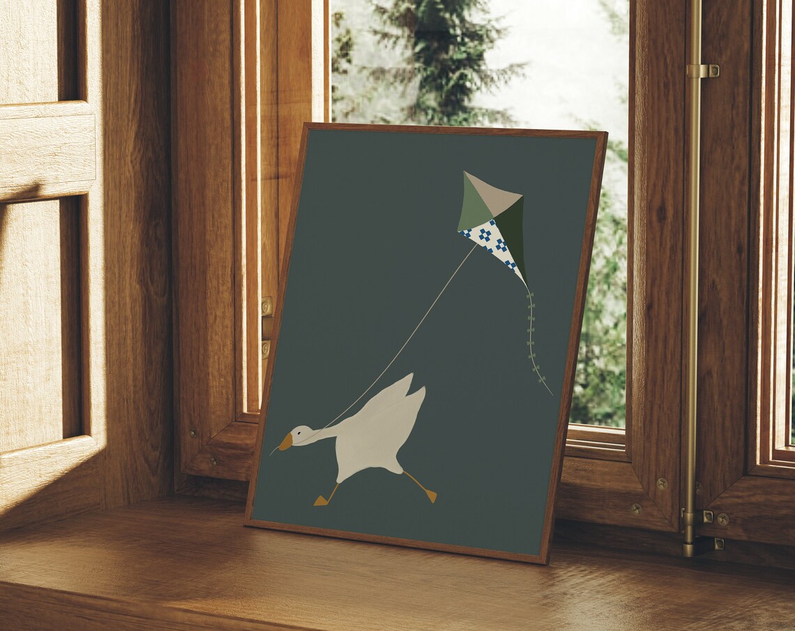 Silly Goose Poster, Cute Goose Nursery Decor - Image 2