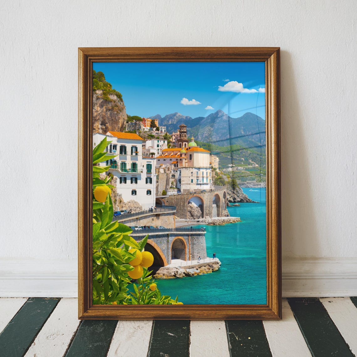 Amalfi Coast Italy Turquoise Sea Lemons Coastal Photo Poster
