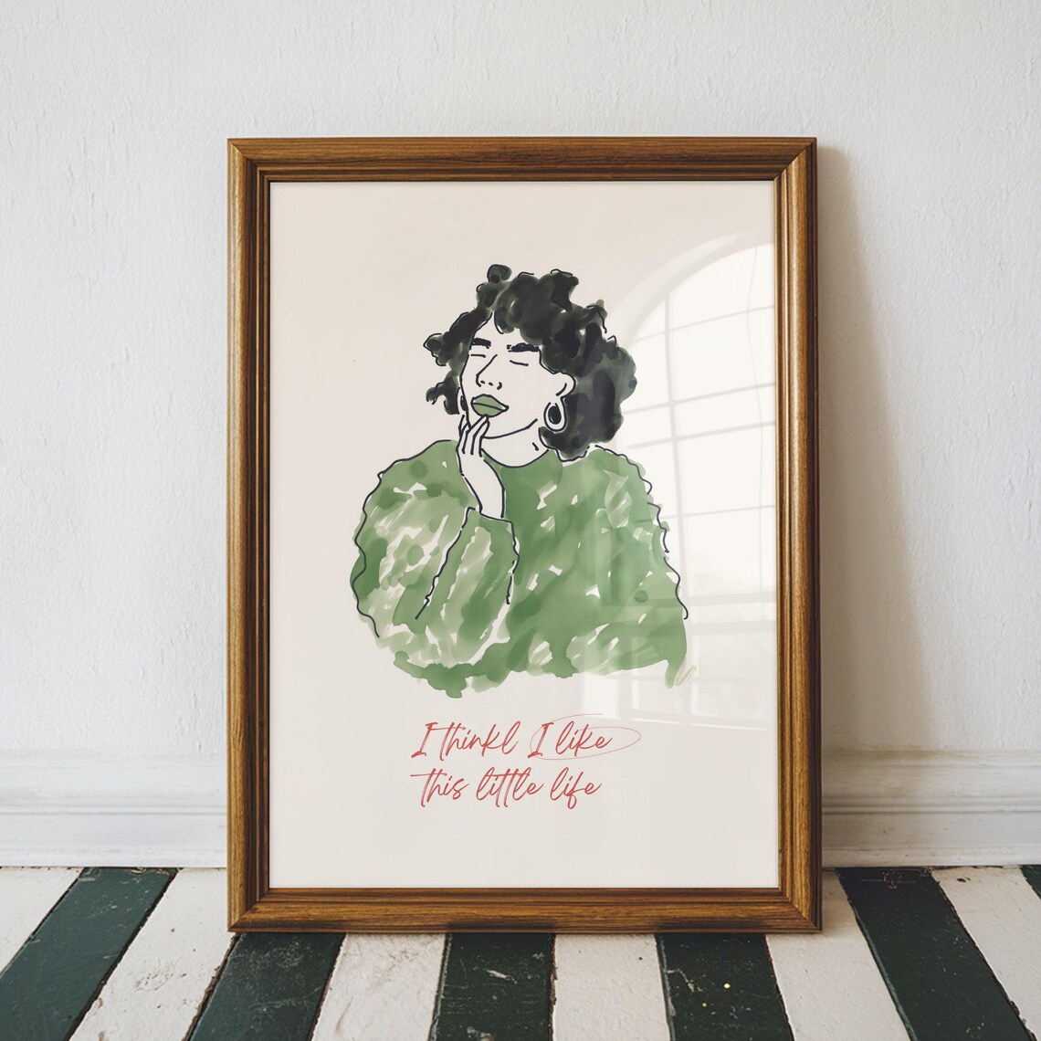 I Think I Like This Little Life Watercolor Woman Portrait Body Positive Art Poster