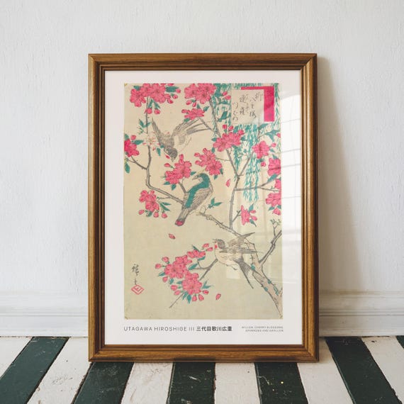 Willow Cherry Blossoms And Swallows Vintage Japanese Art Utagawa Hiroshige Iii Wall Whimsy Prints Japan