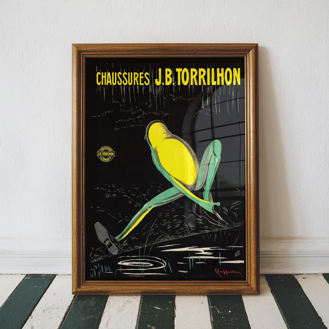 Chaussures J B Torrilhon Funny Frog Vintage French Shoe Ad Poster