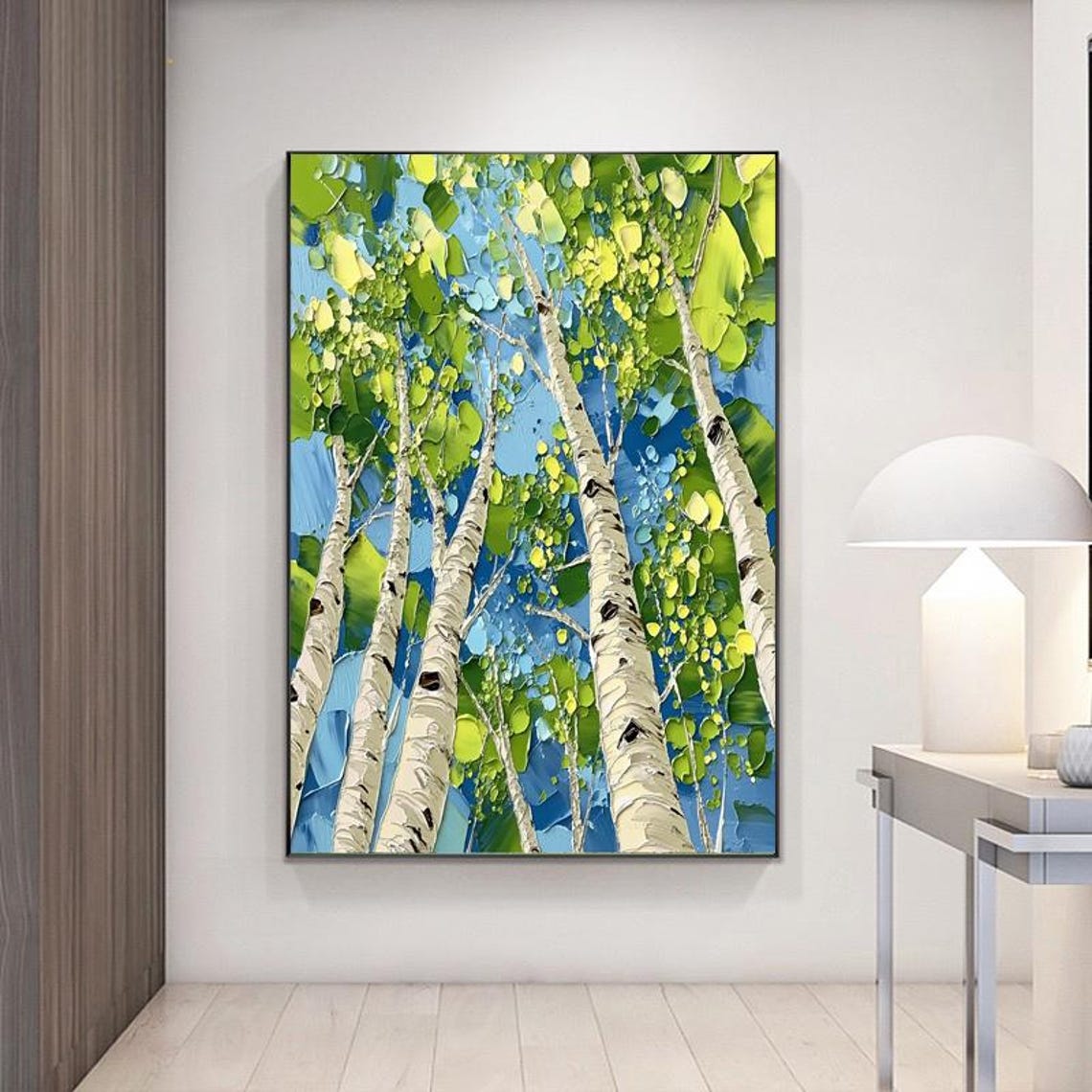 Towering Birch Trees Reaching Into a Bright Blue Summer Sky Poster - Image 6