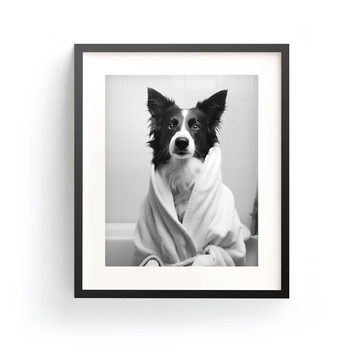 Border Collie Art Print, Kids Bathroom Decor
