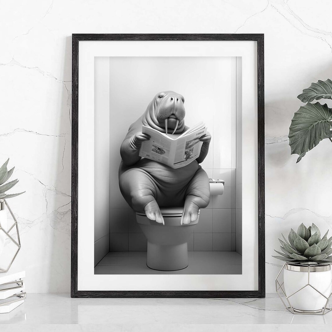 Walrus Funny Bathroom Nursery Animal Art Print - Image 2