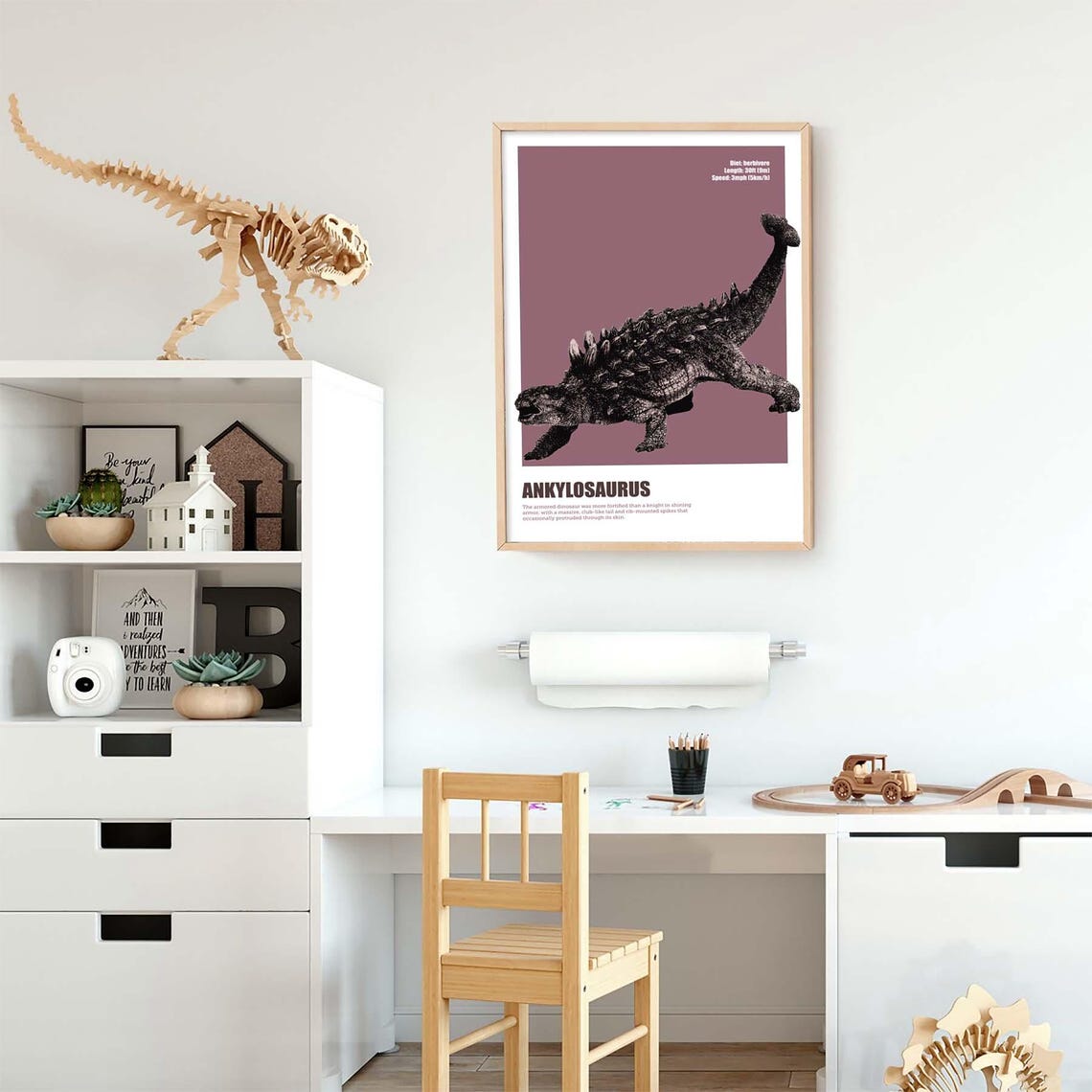 Ankylosaurus Educational Dinosaur Facts Kids Nursery Decor Poster - Image 2