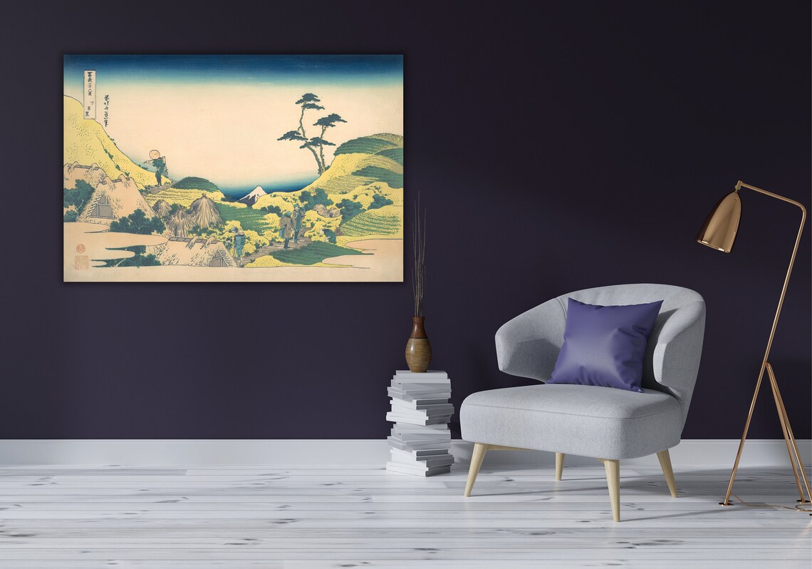 Hokusai Mount Fuji Village Workers Japanese Woodblock Poster - Image 2