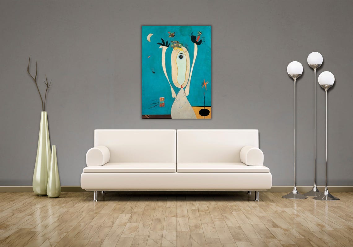 Surreal Teal Single Eye Figure with Stars Dream Abstract Art Poster - Image 2