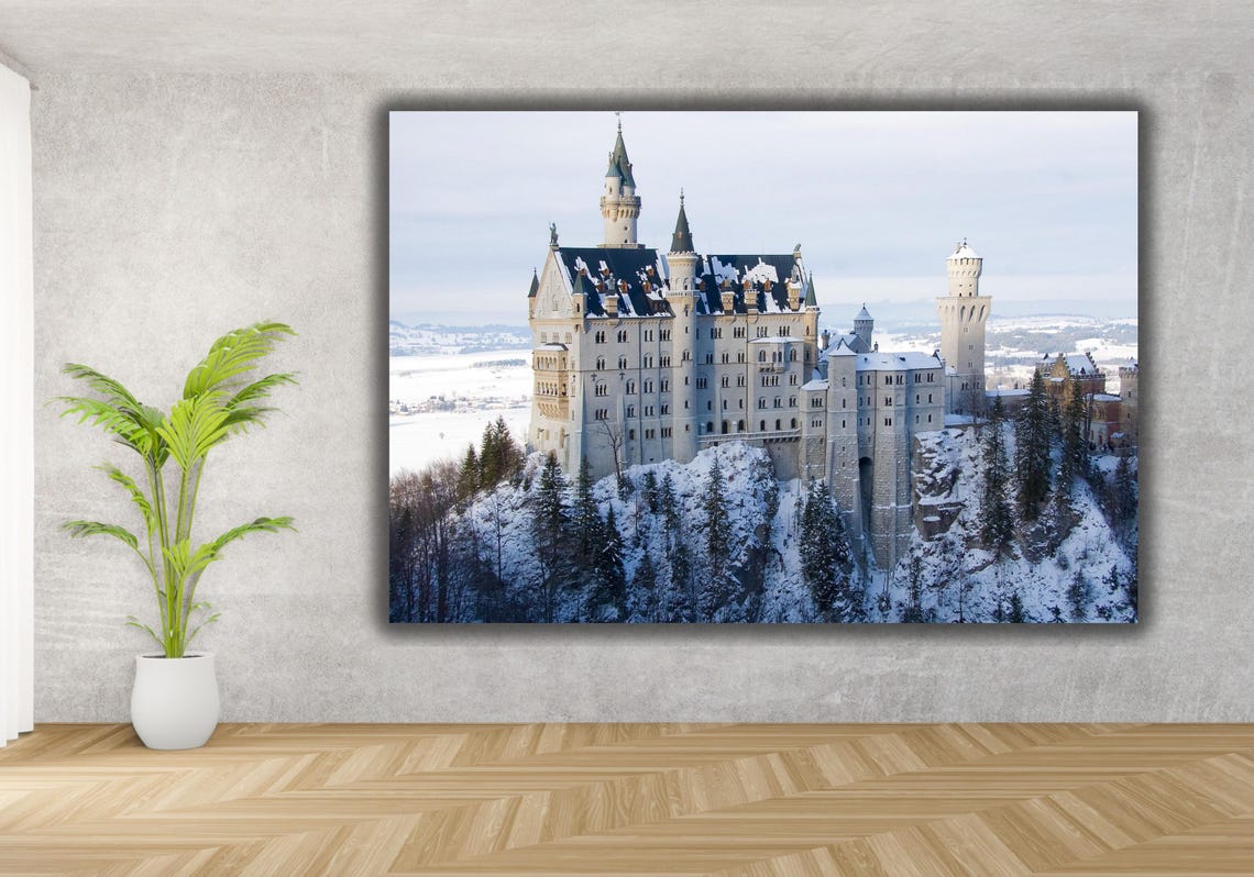 Neuschwanstein Castle Winter Snow Bavaria Germany Scenic Art Poster - Image 3