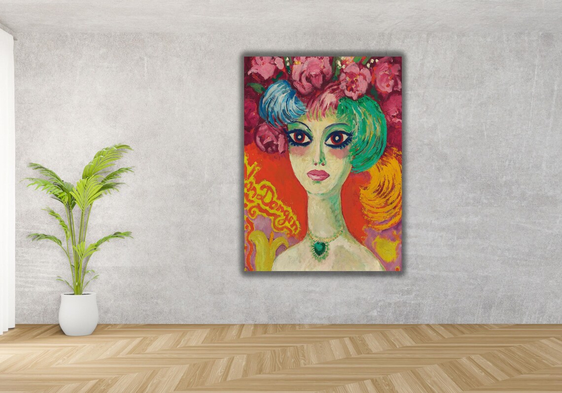 Kees Van Dongen Fauvist Woman Portrait Pink Flowers Bold Art Poster - Image 3