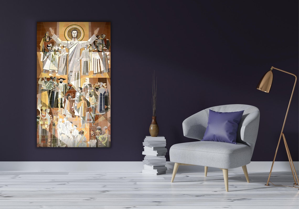 Word Of Life Mural Touchdown Jesus Notre Dame Mosaic Art Poster - Image 3