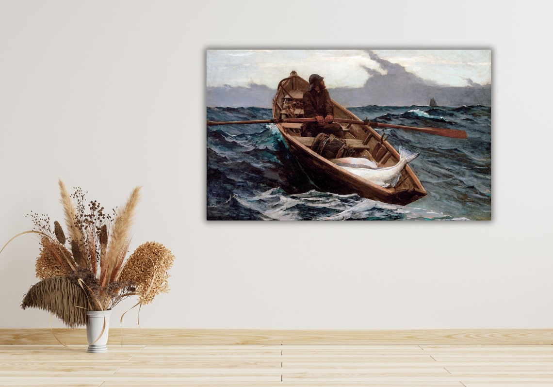 Winslow Homer The Fog Warning Fisherman Rowing Halibut Boat Poster - Image 2
