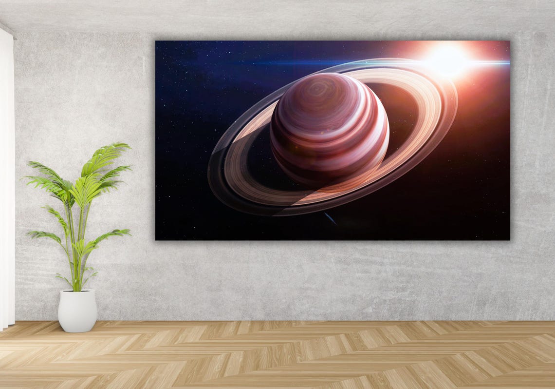 Saturn Rings Planet Sunburst Deep Space Cosmic Astronomy Art Poster - Image 3