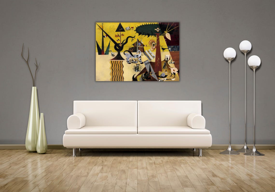 Joan Miro The Tilled Field Surreal Farm Symbols Catalan Art Poster - Image 3