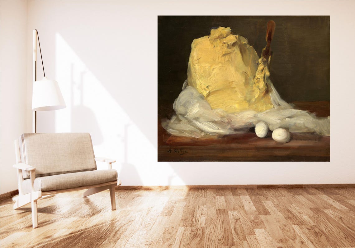 Butter And Eggs Bakery Wall Art Mound Of Butter Painting By Antoine Vollon Vintage Wall Art French Food Still Life Food Poster Art - Image 3