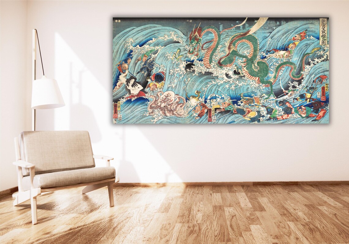 Utagawa Kuniyoshi Poster Print Utagawa Kuniyoshi Recovering The Stolen Jewel From The Palace Of The Dragon King Wall Art Japanese Art - Image 2