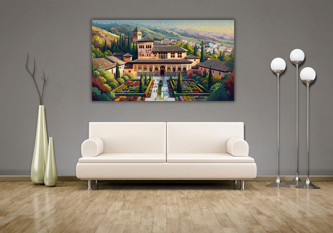 Alhambra Palace Granada Spain Colorful Travel Landmark Art Poster - Image 3