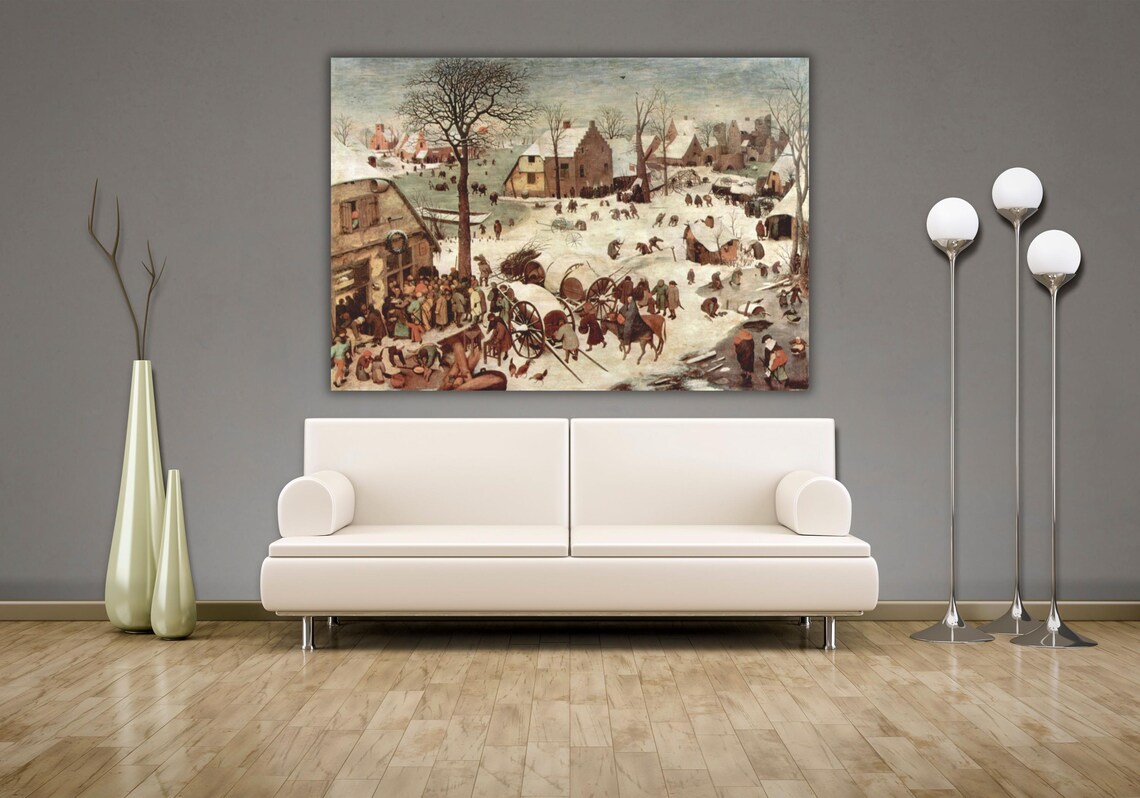 Bruegel The Census at Bethlehem Snowy Flemish Village Winter Art Poster - Image 3