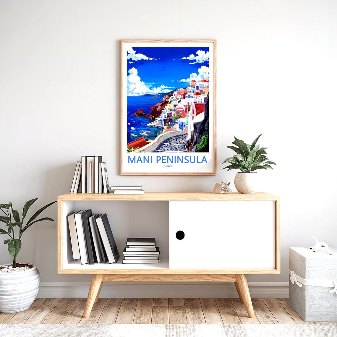 Mani Peninsula Greece Hillside Village and Cobblestone Stairway Poster - Image 2