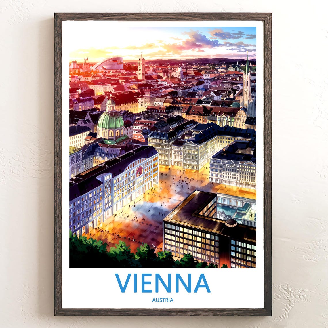 Vienna Austria Sunset City Panorama Over Historic Center Poster