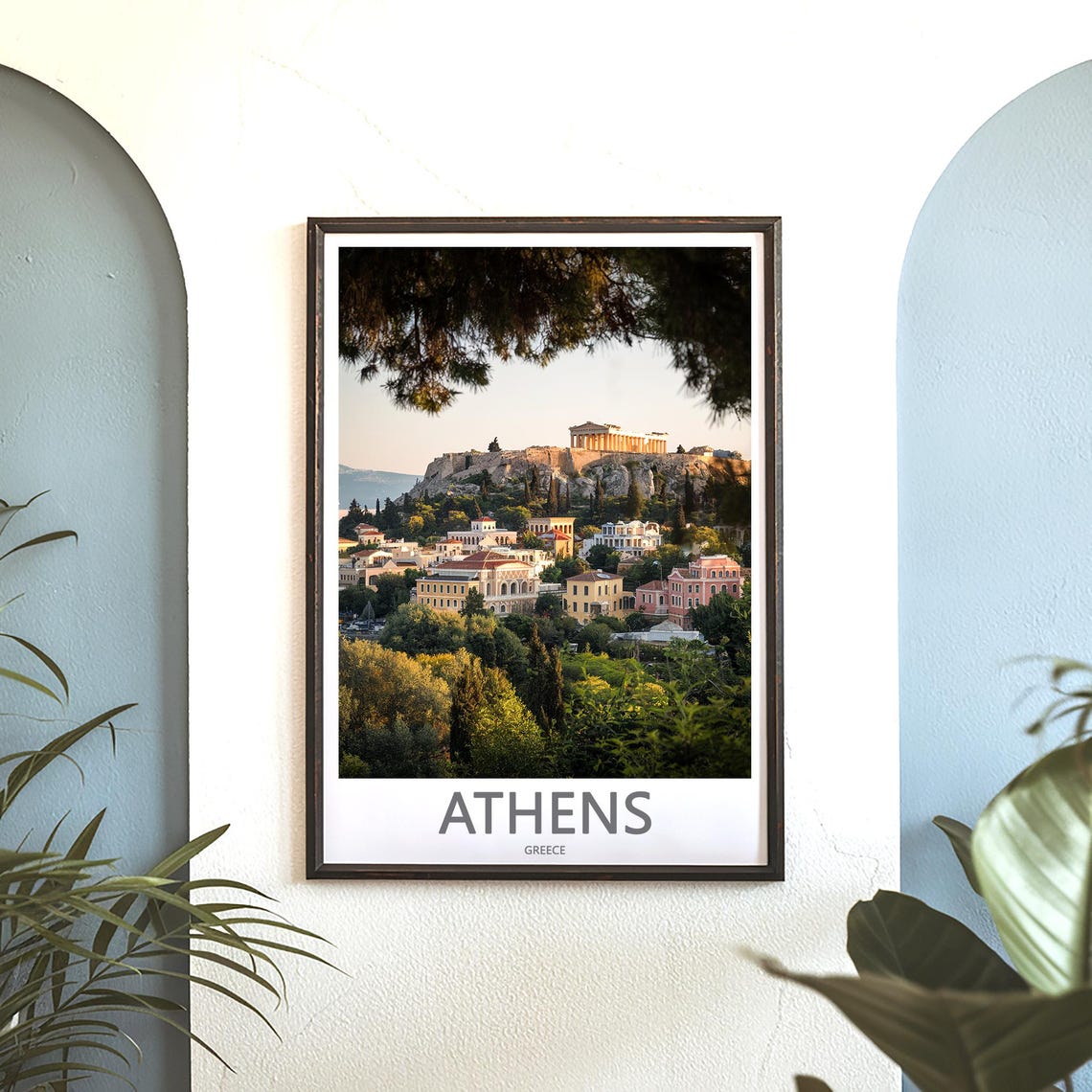 Athens Acropolis Framed by Pine Branches City View Photo Poster - Image 3